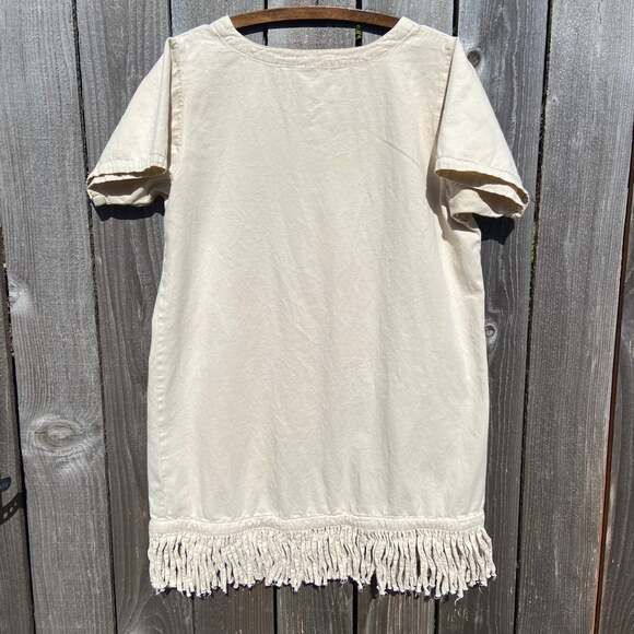 Khaki Boho Cotton Safari Tunic with Fringe - Picture 5 of 6